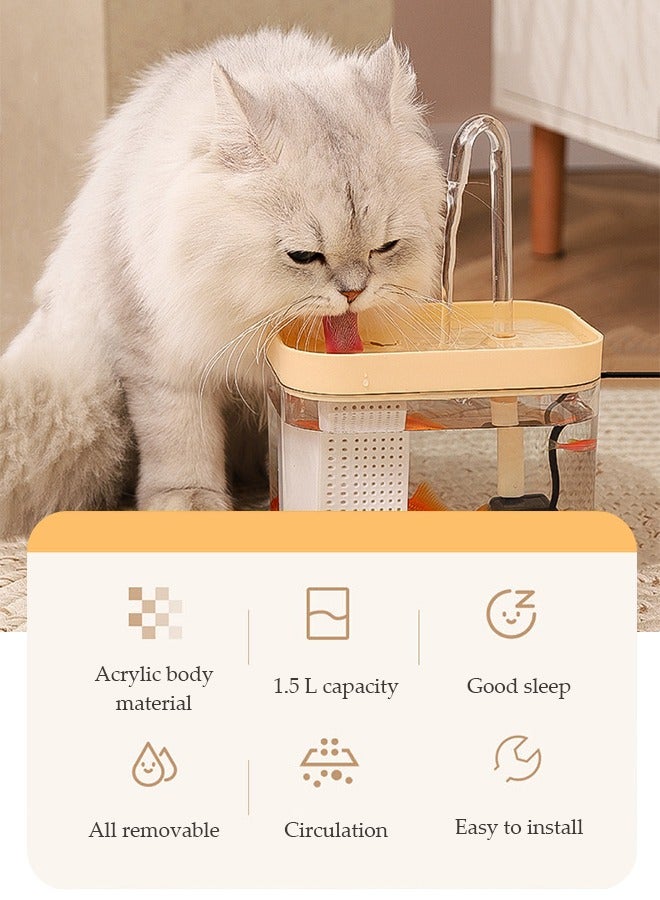 DUNISO Cat Water Fountain Pet Water Dispenser Recirculating Filter  1.5L Water Volume Ultra Quiet Pet Water Fountain for Cats Inside Install portable and detachable whole machine - Image 3