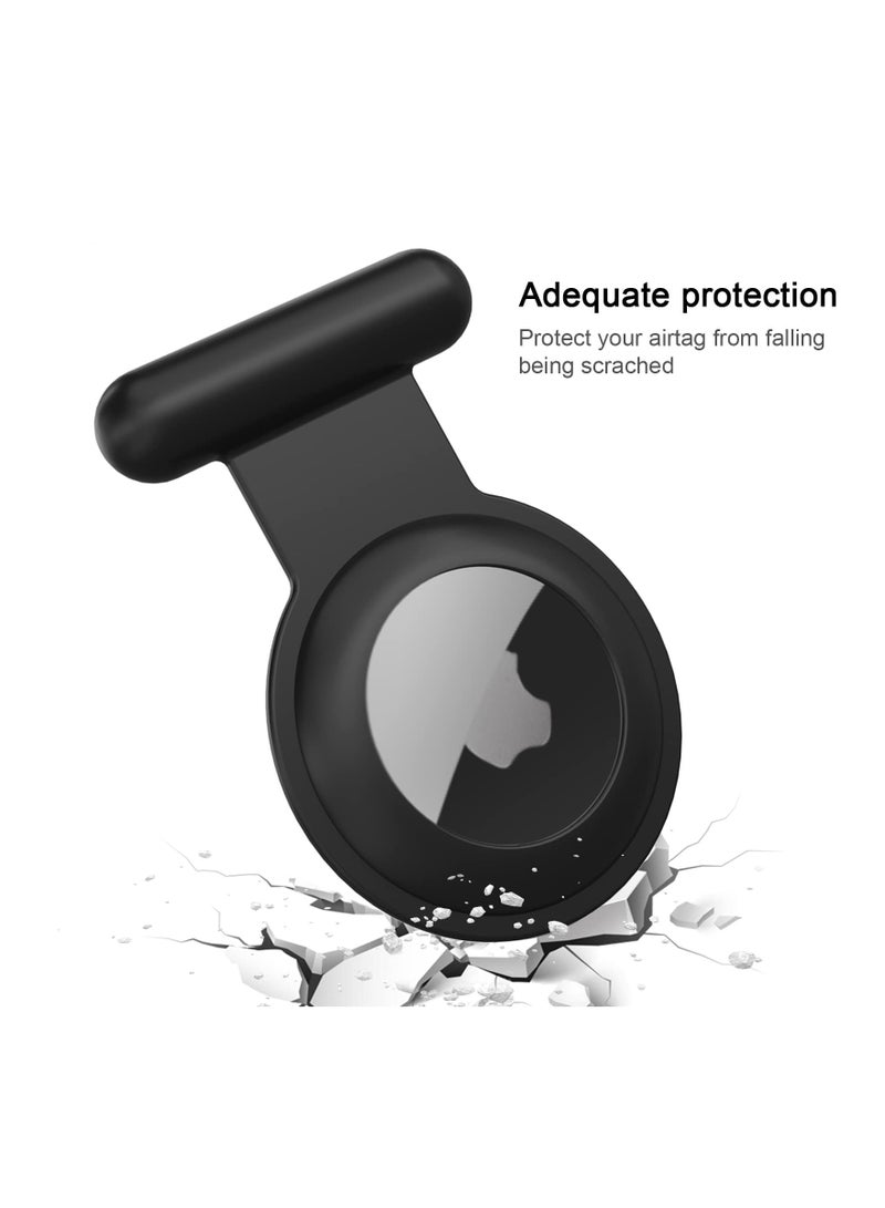 SYOSI Airtag Holder for Kids, 4 Pack Silicone AirTag Case with Invisible Pin, Hidden for Apple Air tag Protective Cover for Clothing Backpack Luggage (Black, Gray, Navy, White) - Image 3