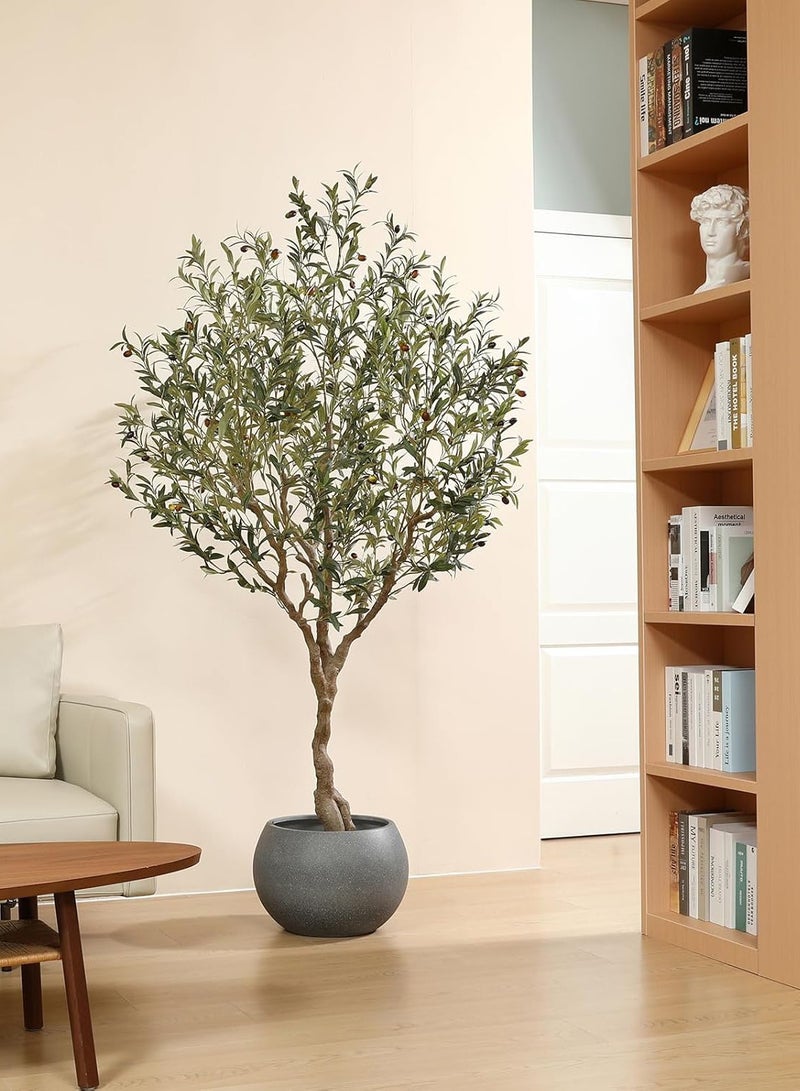 Zvezvia 210CM Artificial Olive Tree – Tall Faux Indoor Olive Plant with Lifelike Silk Leaves, Olive Branches & Fruits, Modern Home & Office Decor, Perfect Housewarming Gift - Image 1