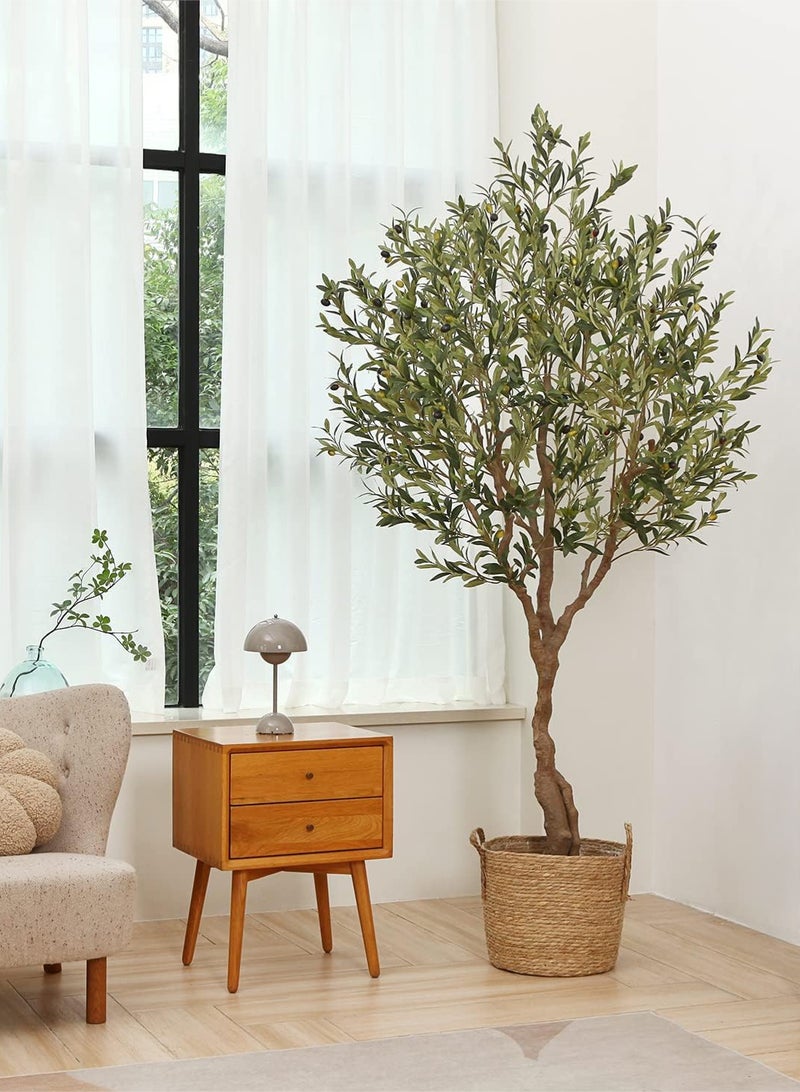 Zvezvia 210CM Artificial Olive Tree – Tall Faux Indoor Olive Plant with Lifelike Silk Leaves, Olive Branches & Fruits, Modern Home & Office Decor, Perfect Housewarming Gift - Image 2