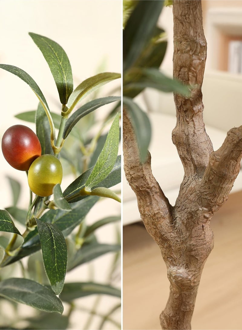 Zvezvia 210CM Artificial Olive Tree – Tall Faux Indoor Olive Plant with Lifelike Silk Leaves, Olive Branches & Fruits, Modern Home & Office Decor, Perfect Housewarming Gift - Image 4