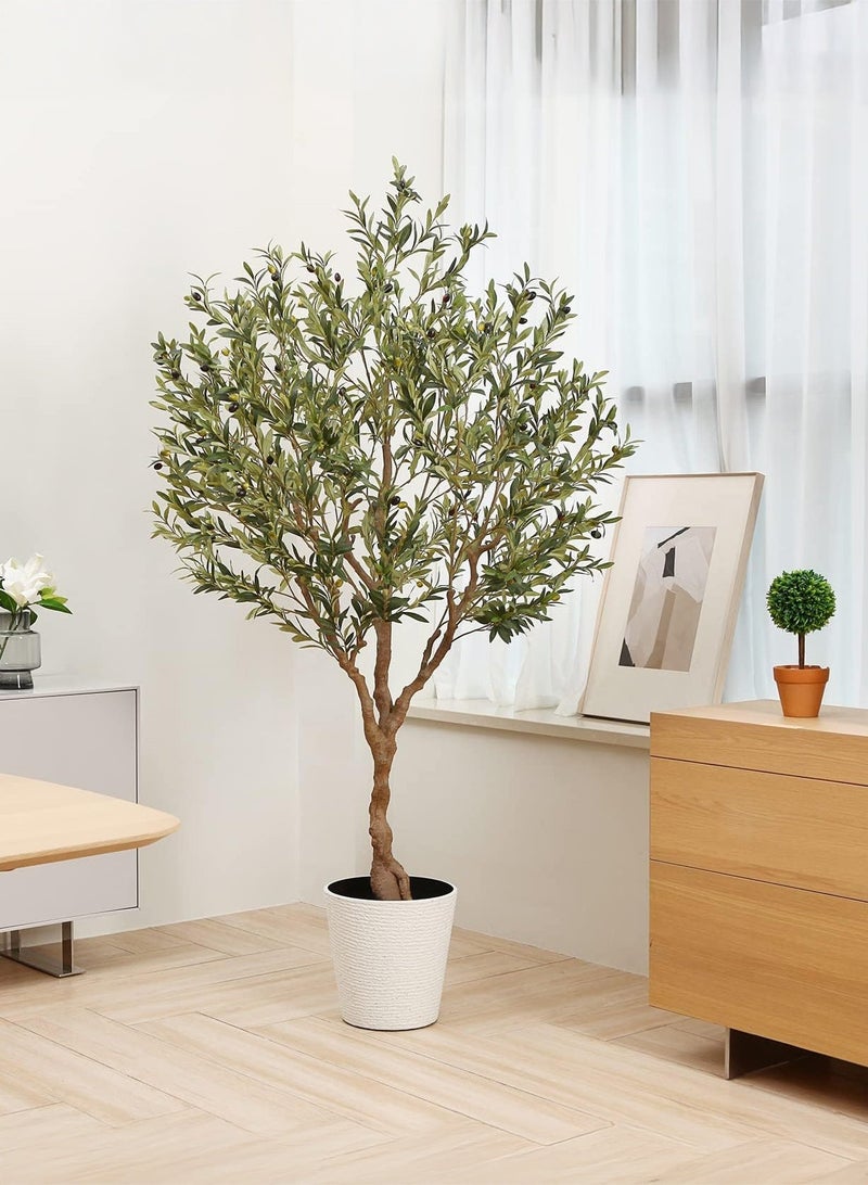 Zvezvia 210CM Artificial Olive Tree – Tall Faux Indoor Olive Plant with Lifelike Silk Leaves, Olive Branches & Fruits, Modern Home & Office Decor, Perfect Housewarming Gift - Image 5