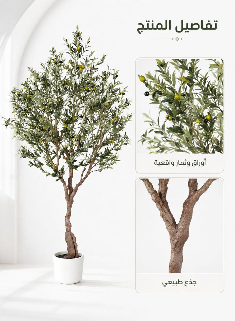 Zvezvia 210CM Artificial Olive Tree – Tall Faux Indoor Olive Plant with Lifelike Silk Leaves, Olive Branches & Fruits, Modern Home & Office Decor, Perfect Housewarming Gift - Image 5