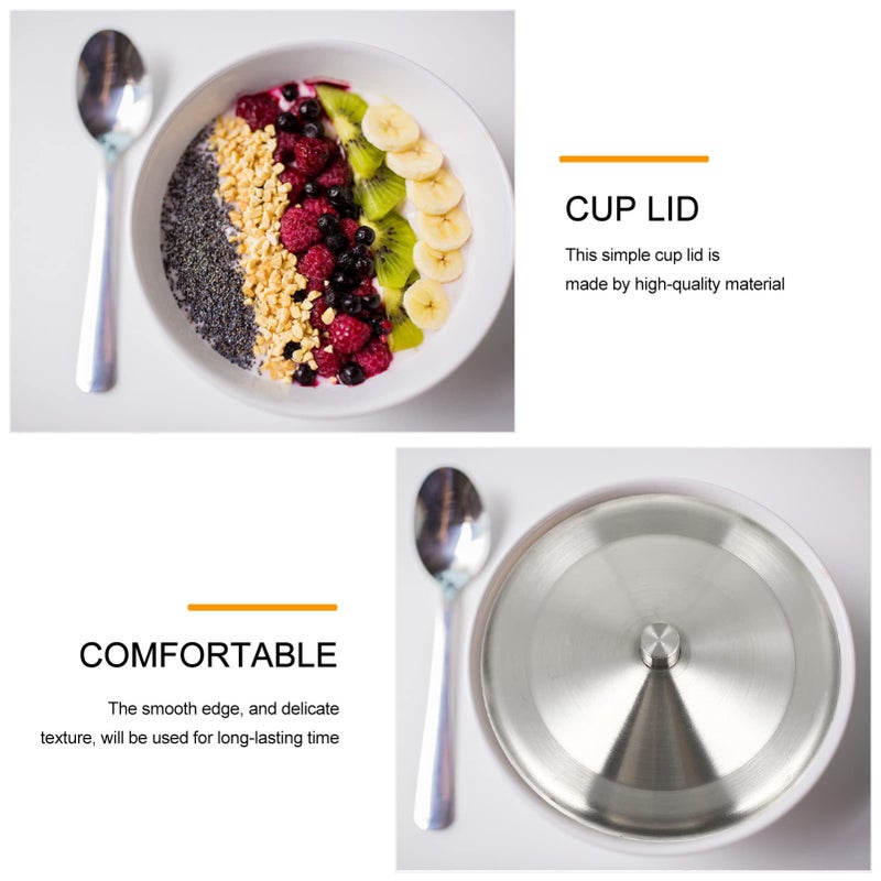 Cabilock 5pcs Coffee Mug Seal Cap Stainless Steel Water Beverage Drinking Cup Lid Cover with Handle Anti Hot Tea Cup Cover for Home Shop - Image 4