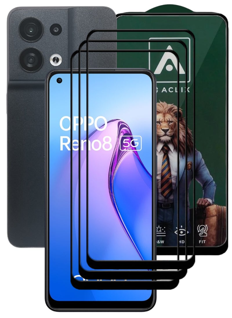 ACLIX 3 Pieces Antistatic ESD Dustproof Premium Quality High Definition Tempered Glass Screen Protector Designed For Oppo Reno8 - Image 1
