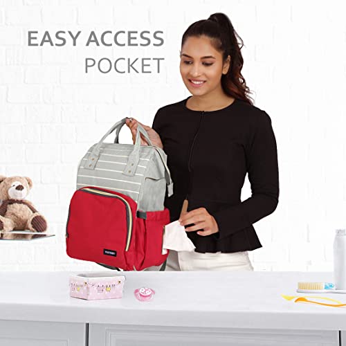 PACKNBUY Stylish Diaper Bag for Mothers for Travel, Hospital Bag for Delivery Women, Maternity Bag with Insulated Bottle Pockets, Spacious and Water Resistant Baby Diaper Bag (Red) - Image 5