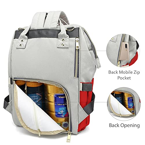 PACKNBUY Stylish Diaper Bag for Mothers for Travel, Hospital Bag for Delivery Women, Maternity Bag with Insulated Bottle Pockets, Spacious and Water Resistant Baby Diaper Bag (Red) - Image 3