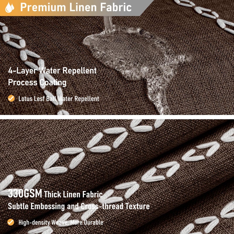 BTTN Boho Shower Curtain, Bohemian Linen Fabric Heavy Duty Striped Shower Curtains Set with Tassel, Water Repellent, Farmhouse Aesthetic Shower Curtain for Bathrooms with Hooks, 72"x72", Brown - Image 4