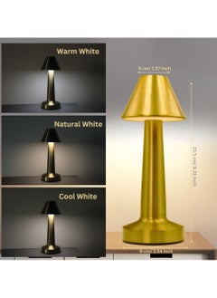 Levin Germany Levin germany Gold Shade Cordless Dimmable Table Lamp with USB Rechargeable Battery, 3 Light Colors, Portable Aluminum Design, 3W LED Lamp for Bedroom, Living Room, and Office - 1-Year Warranty  - Image 4