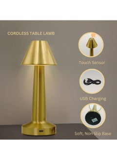 Levin Germany Levin germany Gold Shade Cordless Dimmable Table Lamp with USB Rechargeable Battery, 3 Light Colors, Portable Aluminum Design, 3W LED Lamp for Bedroom, Living Room, and Office - 1-Year Warranty  - Image 3