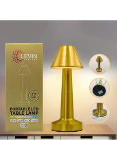 Levin Germany Levin germany Gold Shade Cordless Dimmable Table Lamp with USB Rechargeable Battery, 3 Light Colors, Portable Aluminum Design, 3W LED Lamp for Bedroom, Living Room, and Office - 1-Year Warranty  - Image 2