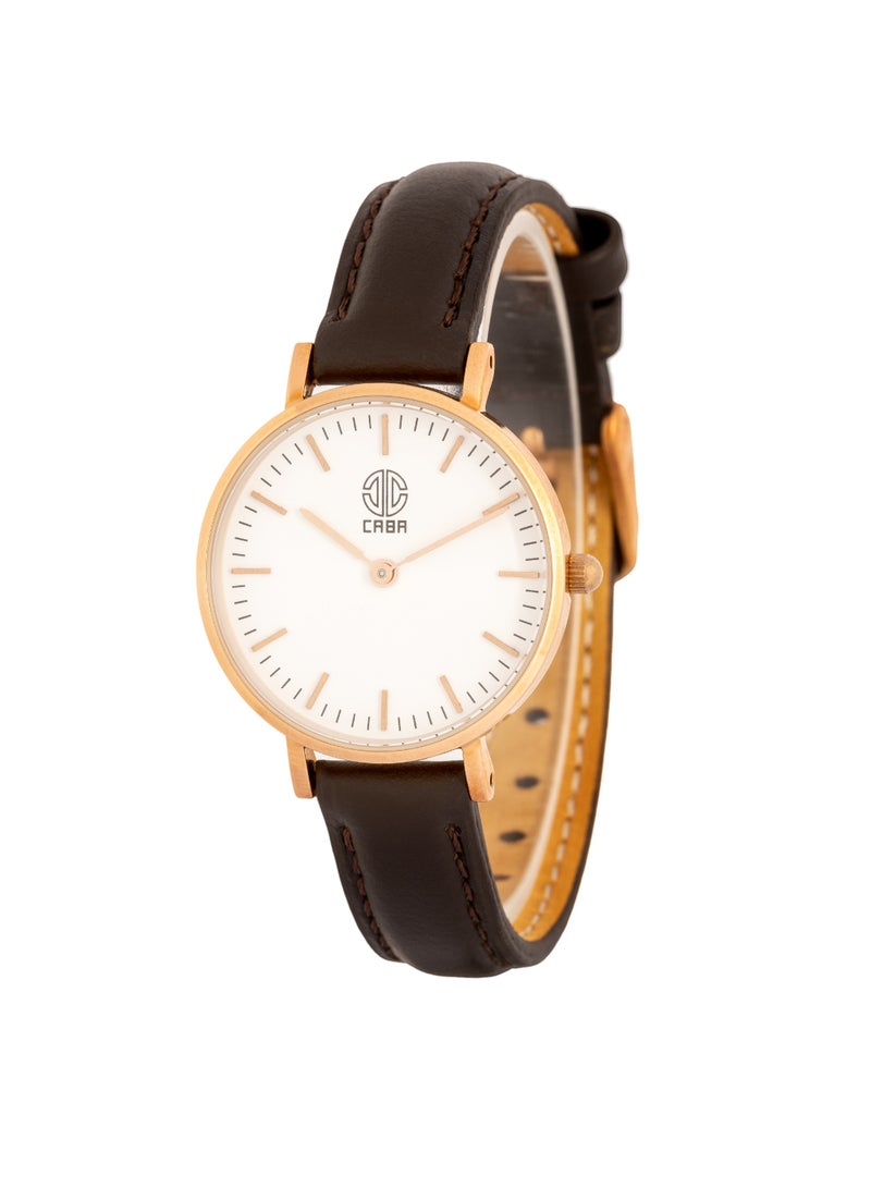 CABA Women's Watch, Classic Design, Luxury Leather Watch Strap, Waterproof, Leather Strap, Dark Brown - 3101190023247LR - Image 3
