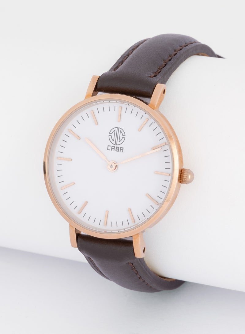 CABA Women's Watch, Classic Design, Luxury Leather Watch Strap, Waterproof, Leather Strap, Dark Brown - 3101190023247LR - Image 1
