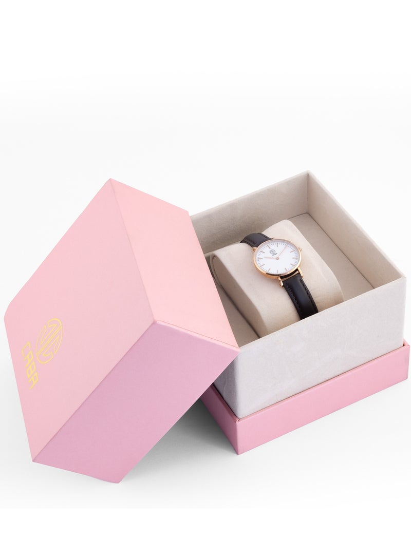 CABA Women's Watch, Classic Design, Luxury Leather Watch Strap, Waterproof, Leather Strap, Dark Brown - 3101190023247LR - Image 2