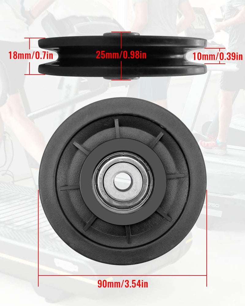 PNYZIK 2 PCS 3.5Inch/90mm Nylon Bearing Pulley Wheel, Silent Bearing Replace for Garage Gym Equipment Pulley System, Universal Wearproof Bearing Maximum Working Load of 1000 LBS - Image 3