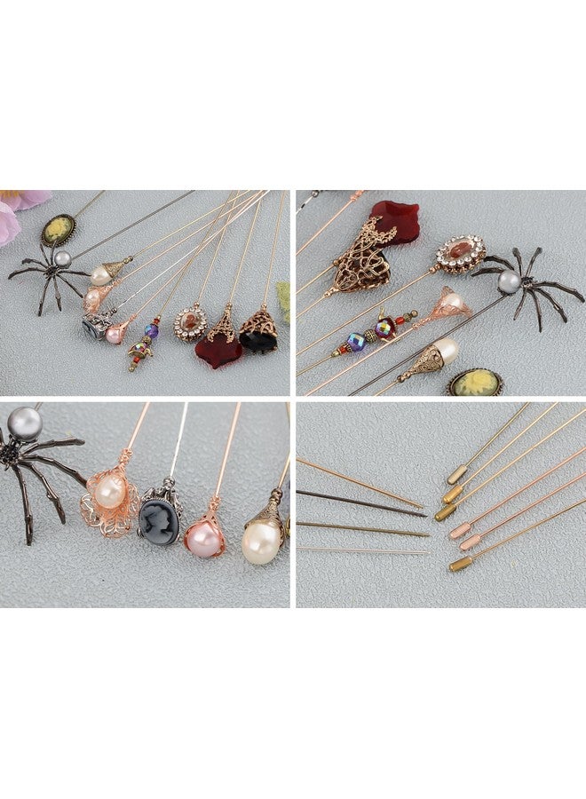Alilang 10Pcs Vintage Hat Pin Classic Long Needle Lapel Pins Brooches Suit Tie Hat Scarf Set Jewelry Accessories - Image 3