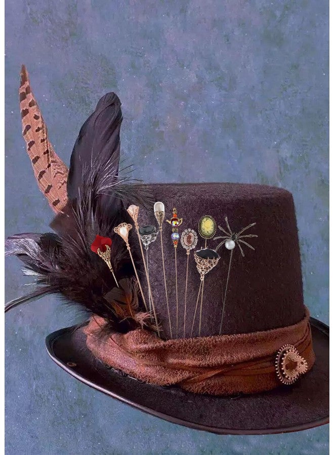 Alilang 10Pcs Vintage Hat Pin Classic Long Needle Lapel Pins Brooches Suit Tie Hat Scarf Set Jewelry Accessories - Image 5