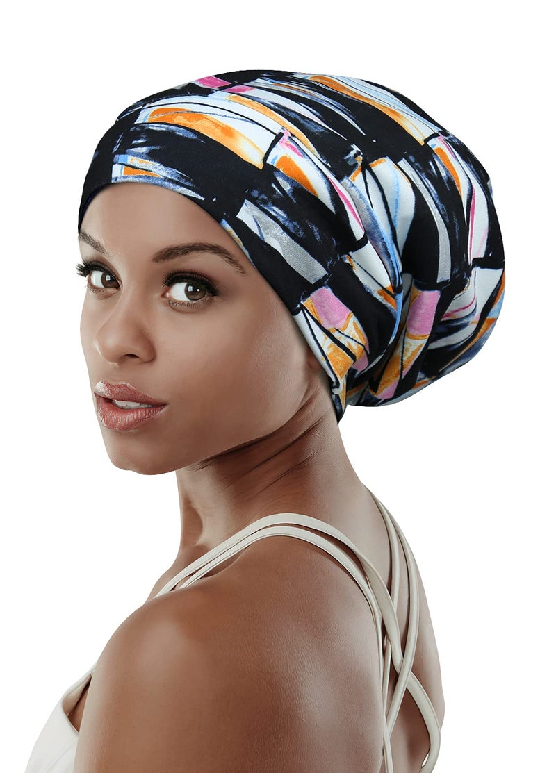 FocusCare Elegant Caps for Frizzy Hair Black Women Beanie Picnic Turbans Slouchy Bonnets - Image 1