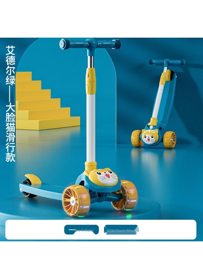 Shuer - Children's Scooter Can Sit And Ride Led Light Flashing Wheel Adjustable Height Foldable Scooter Outdoor Activities For Boys Girls - Image 1