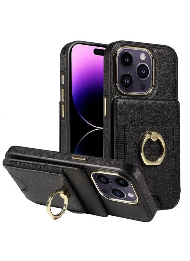 X-level iPhone 15 Pro Case Wallet With Credit Card Cover With Flip Premium Leather Phone Ring Stand Holder Kickstand Heavy Duty Protective Cover Accessories Protection For iPhone iPhone 15 Pro  - Image 1