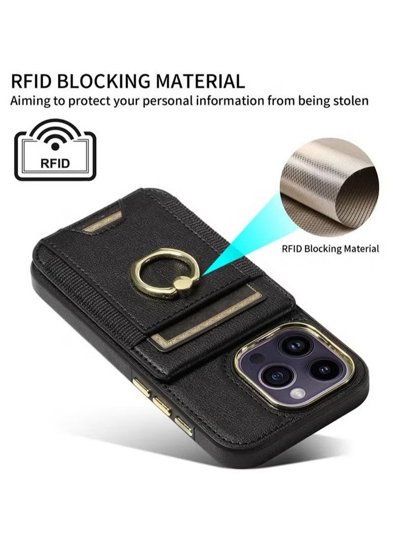 X-level iPhone 15 Pro Case Wallet With Credit Card Cover With Flip Premium Leather Phone Ring Stand Holder Kickstand Heavy Duty Protective Cover Accessories Protection For iPhone iPhone 15 Pro  - Image 2