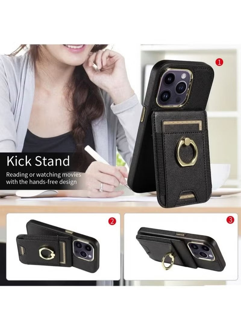 X-level iPhone 15 Pro Case Wallet With Credit Card Cover With Flip Premium Leather Phone Ring Stand Holder Kickstand Heavy Duty Protective Cover Accessories Protection For iPhone iPhone 15 Pro  - Image 3