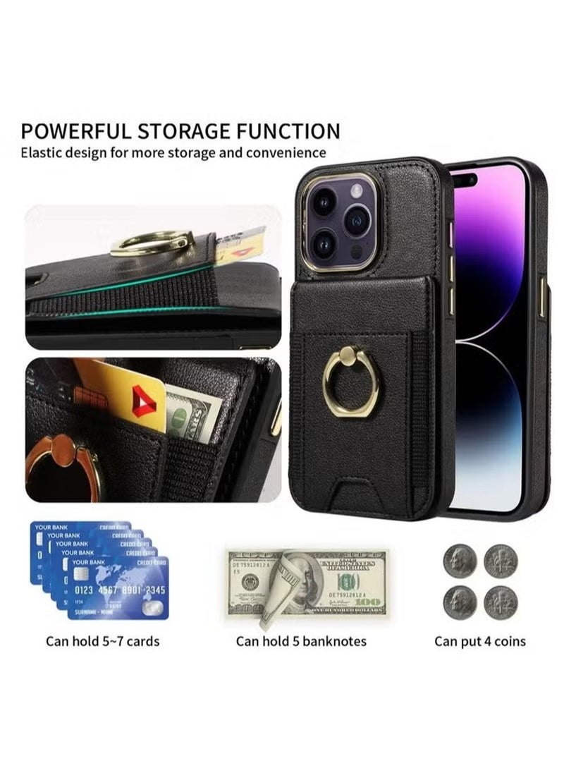 X-level iPhone 15 Pro Case Wallet With Credit Card Cover With Flip Premium Leather Phone Ring Stand Holder Kickstand Heavy Duty Protective Cover Accessories Protection For iPhone iPhone 15 Pro  - Image 4