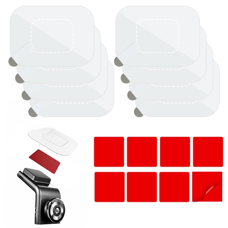Generic 8 Pcs Windshield Dashcam Stickers Car Windshield Transparent Electrostatic Film with VHB Double-Sided Sticker Adhesive Pad Reflective Reusable Scratch-Proof Residue-Free Car Shield Decal (6x8cm)  - Image 1