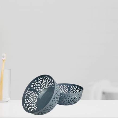 Go Hooked Fruit and Vegetable Basket | Round Plastic Baskets | Storage Organizer | Multipurpose Organizers Storage Basket (Pack of 2, Light Grey) - Image 3