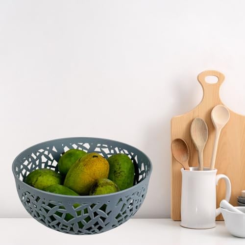 Go Hooked Fruit and Vegetable Basket | Round Plastic Baskets | Storage Organizer | Multipurpose Organizers Storage Basket (Pack of 2, Light Grey) - Image 4