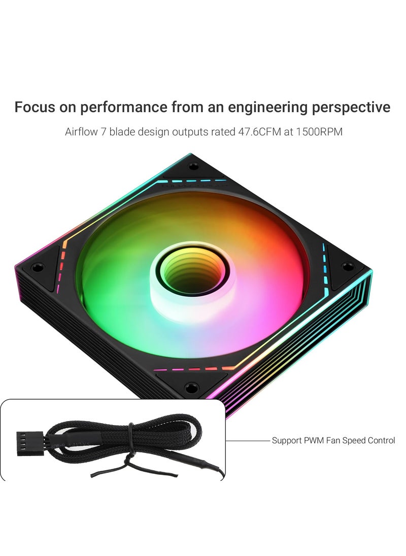 Thermalright Thermalright TL-M12-S Case Fan 120mm ARGB CPU Cooler Fan Comes with ARGB Mirror Light Effect,PC PWM Silent Fan with 1500RPM Speed, Black CPU Cooling ARGB Fan,Desktop CPU PWM Fan  - Image 3