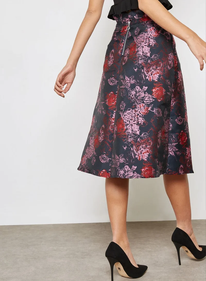LOST INK Jaquard Midi Skirt