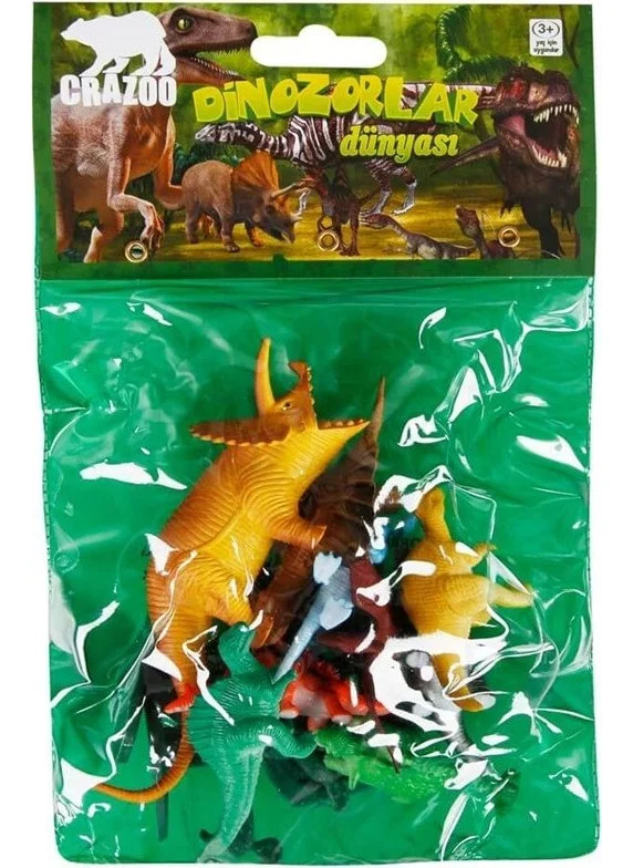 ص نمان Crazoo Dinosaur World Animal Playset in Bag 07051 Brown