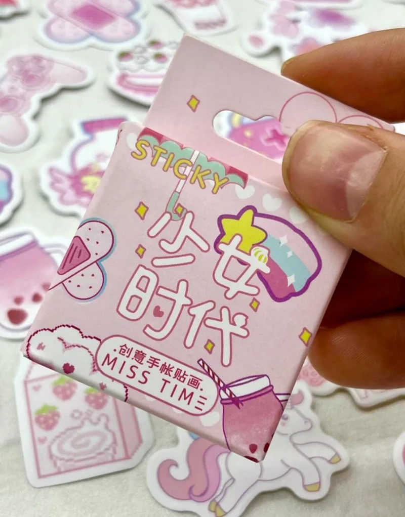 Kağıt Gemi Dükkan Paper Ship Shop Cartoon Themed Pink Box Full of Stickers / Bullet Journal / Notebook Decoration / Stickers
