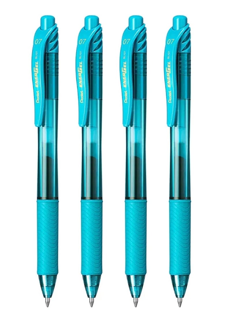 Pentel 4-Piece Energel Gel Ink Pen 0.7mm Tip Turquoise Blue Ink - Image 1