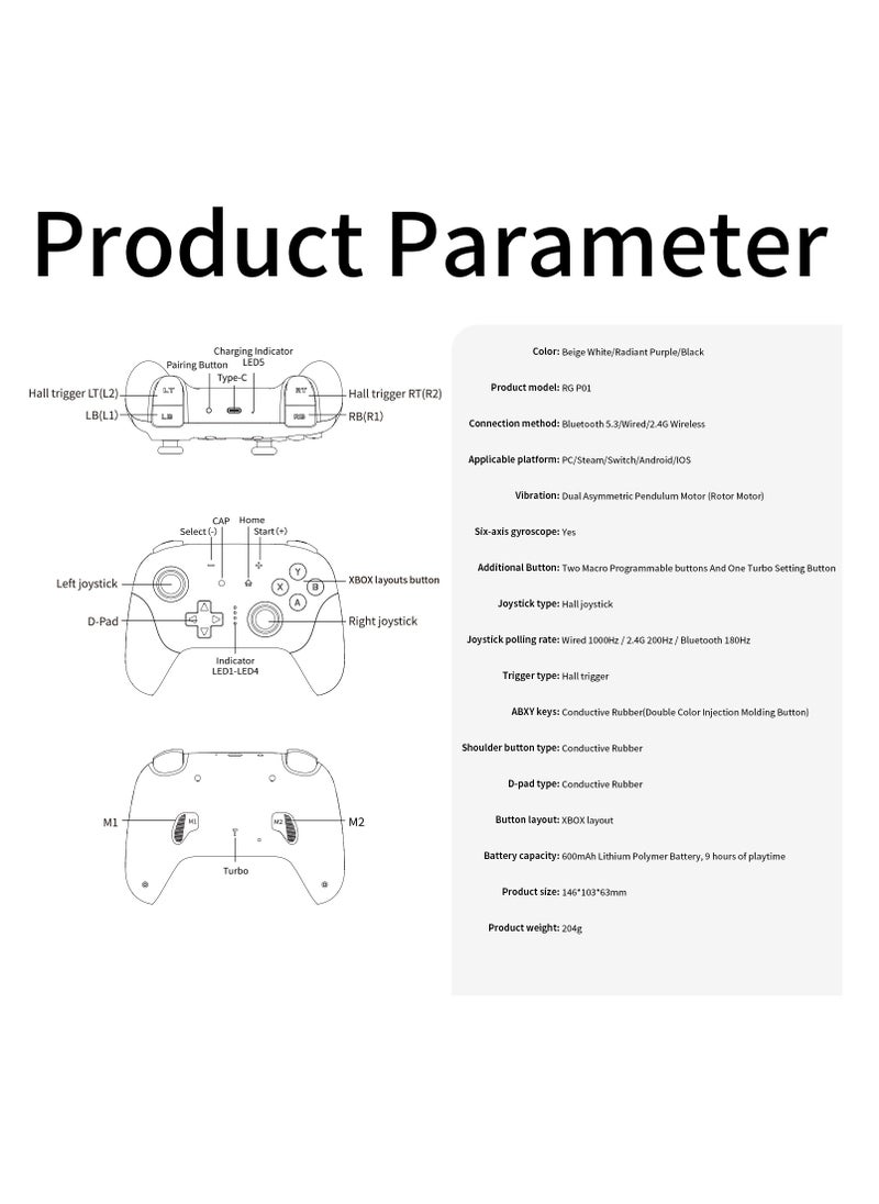ANBERNIC  - RG P01 High Cost Performance PC Controller PC Steam Switch Android IOS Conductive Rubber Bluetooth Wireless XBOX Layout 600mAh Dual Asymmetric Pendulum Motor - Image 1