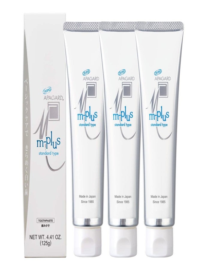 APAGARD® M-Plus, Sangi's Nano-Hydroxyapatite Toothpaste for Naturally Whiter Teeth, No Fluoride, for Family use, 125g / 4.4 oz, Mild Mint Flavor, Pack of 3 - Image 1