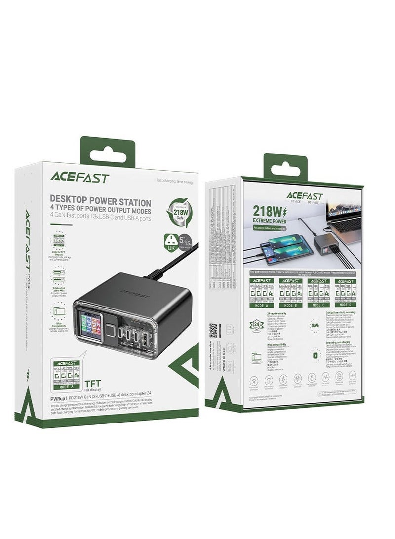 ACEFAST Desktop Power Station Z4 PD218W GaN 3xUSB-C+1xUSB-A UK Black - Image 2