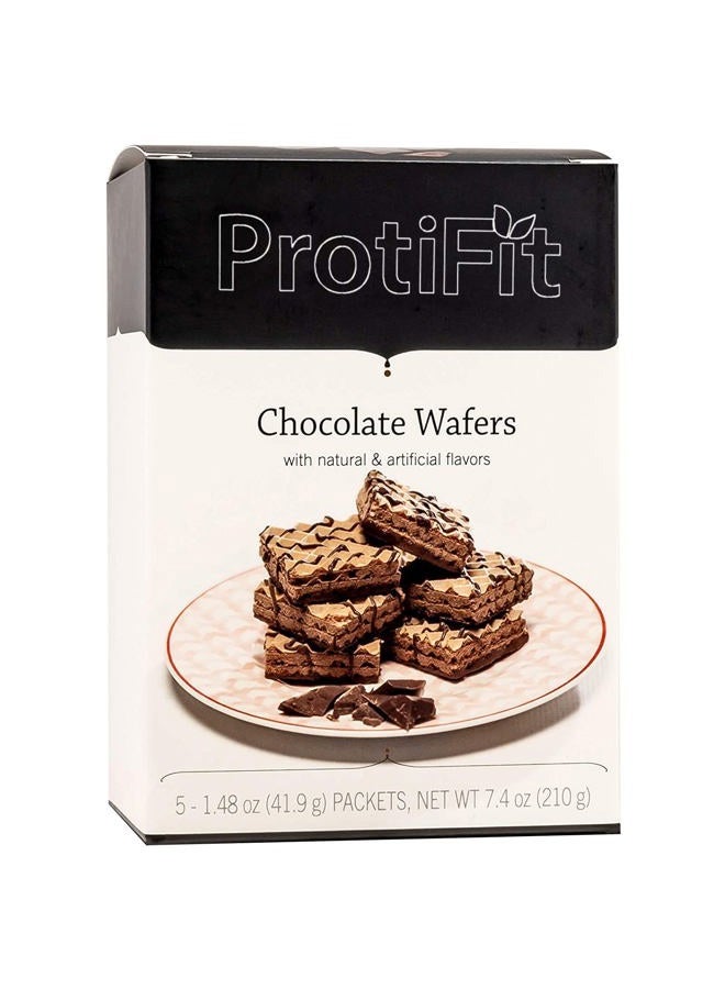 PROTIFIT - High Protein Wafer Bar, 15g Protein, Low Calorie, Low Carb, Low Fat, Trans Fat Free, Cholesterol Free, Ideal Protein Compatible, 5 Servings Per Box (Chocolate)