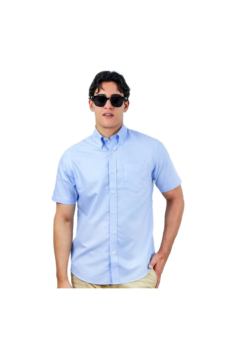 جيوردانو قميص رجالي أزرق بأكمام قصيرة