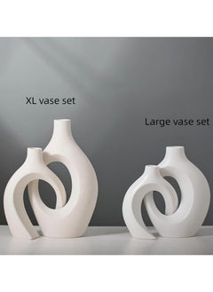 DAMAL Ceramic Vase Set of 2, Antique Home Decor, Scandinavian Modern Bohemian Decoration, for Living Room Office Restaurant Wedding Party Decoration  - Image 3