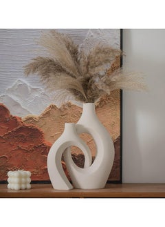 DAMAL Ceramic Vase Set of 2, Antique Home Decor, Scandinavian Modern Bohemian Decoration, for Living Room Office Restaurant Wedding Party Decoration  - Image 4