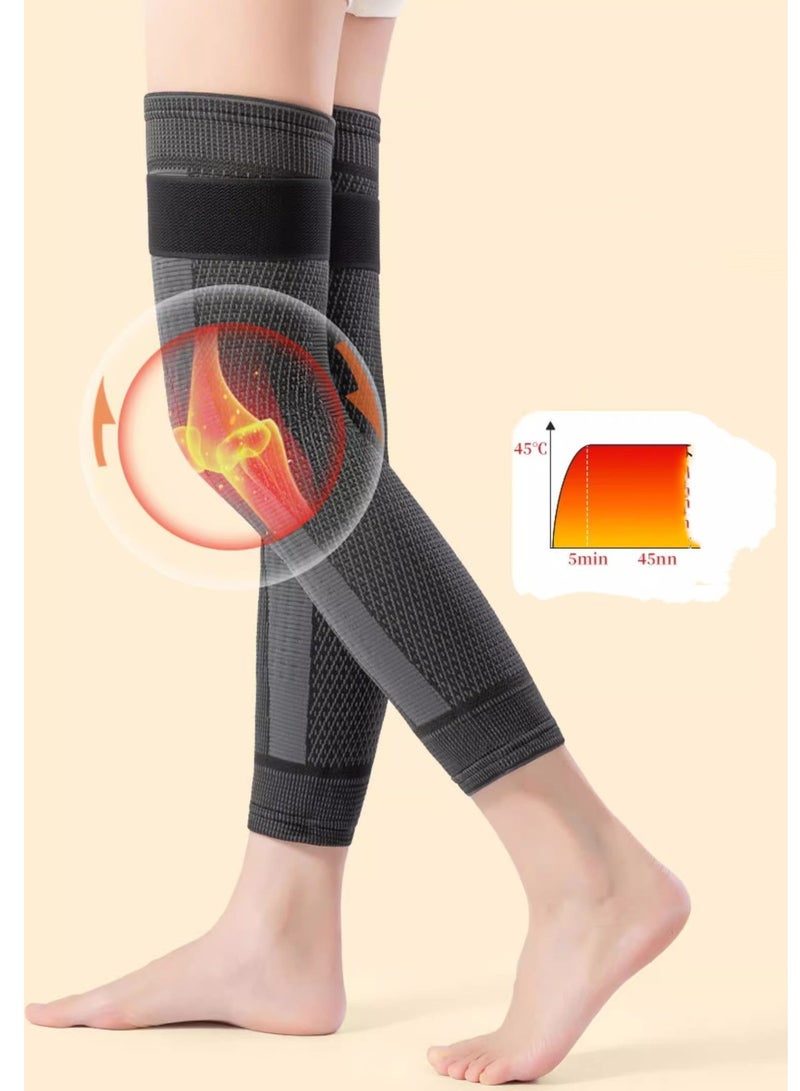 Generic 2-Piece Warm Knee Brace Pads Self Heating Knee Sleeve Thermal , Full Leg Sleeves Long Compression Leg Sleeves Knee Sleeves Protect Legs, Suitable for Men Women Sports Knee Protector - Image 3