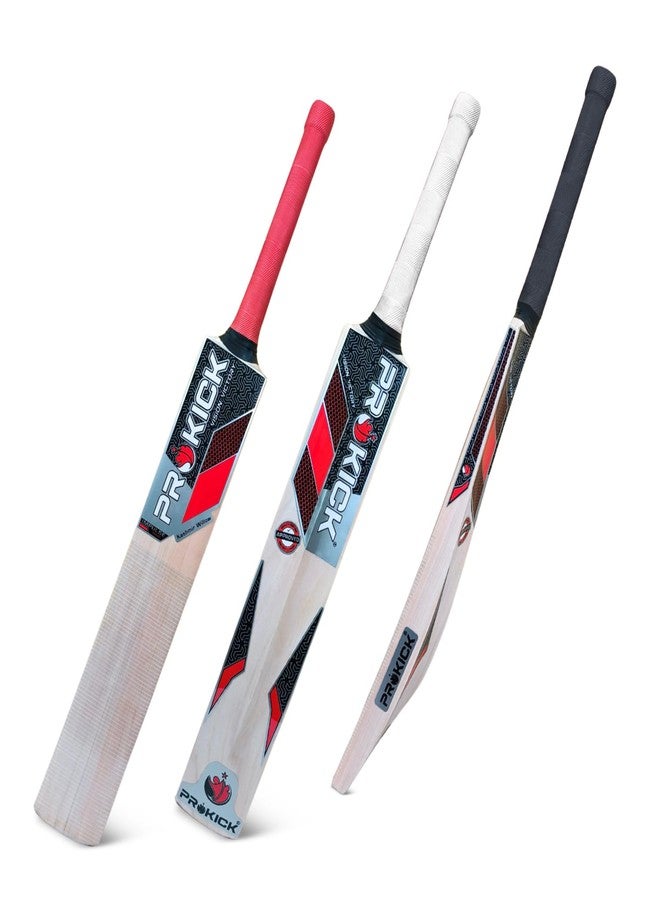 Prokick Impulse Kashmir Willow Cricket Bat (Suitable for Both Leather Ball and Tennis Ball) Both Hard and Soft Tennis Ball Bat | Red Tennis Ball Bat with Powerfull Stroke - Size 3 - Image 2