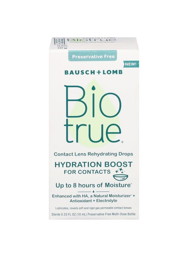 Biotrue Hydration Boost Rehydrating Contact Lens Eye Drops from Bausch + Lomb, Hydrating, Preservative Free, Naturally Inspired, 0.33 FL Oz (10 mL)  - Image 1