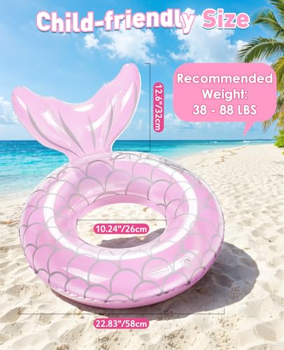 HeySplash Pool Floats Kids Inflatable Swimming Ring Mermaid Tail Shaped Swim Tube Floaties Summer Water Fun Beach Party Swimming Pool Toys for Kids Children Water Activities Pink - Image 5
