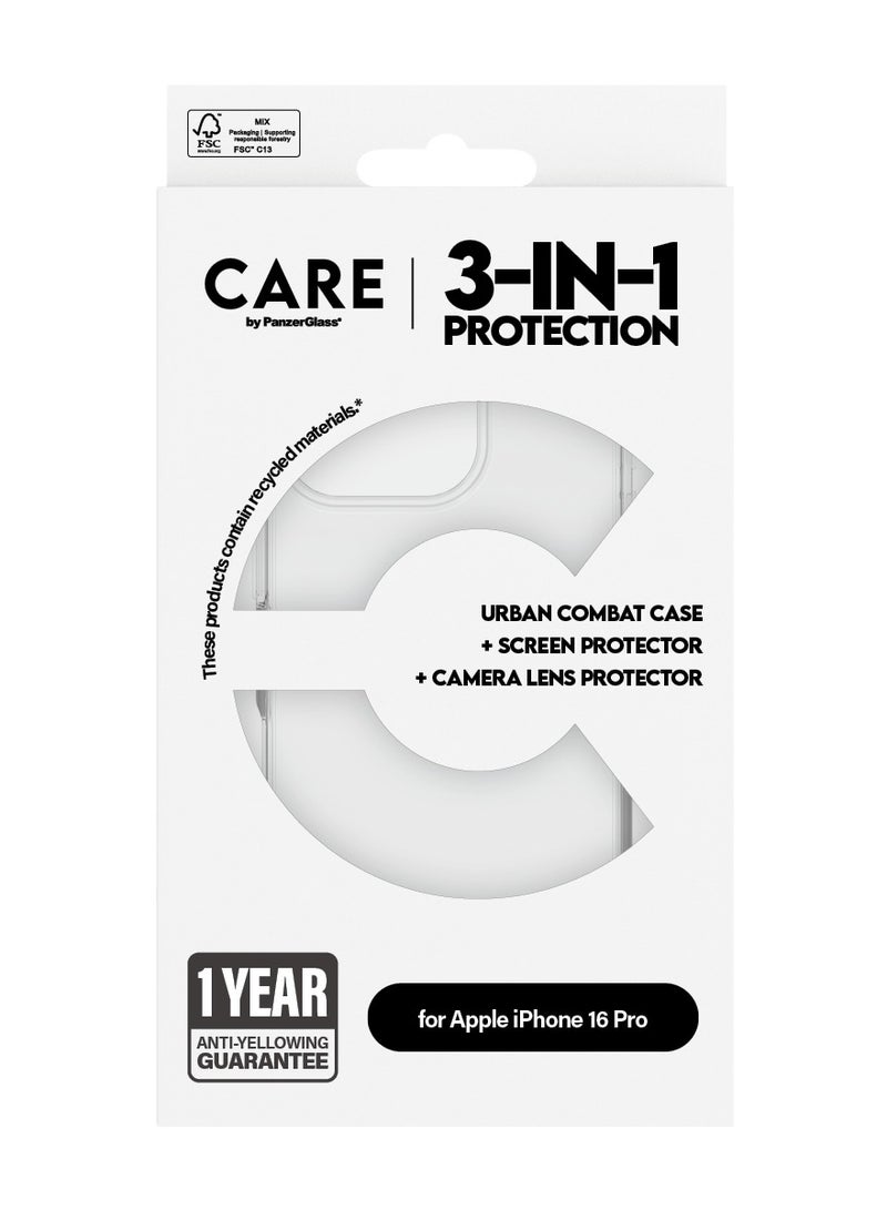 PanzerGlass CARE by PanzerGlass® Flagship 3-in-1 Bundle for iPhone 16 Pro, Transparent case, an Ultra-Wide Fit Screen Protector, and HoopsTM Camera Lens Protector - with mounting aid for easy installation - Image 3