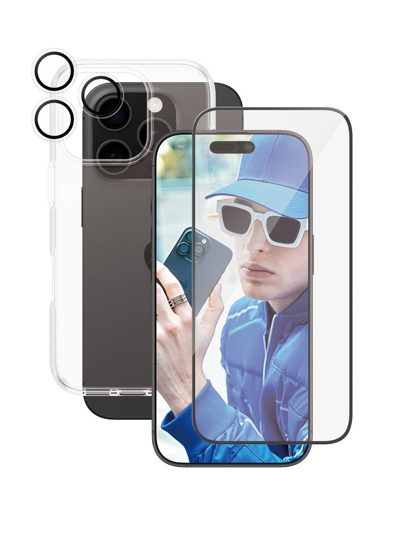 PanzerGlass CARE by PanzerGlass® Flagship 3-in-1 Bundle for iPhone 16 Pro, Transparent case, an Ultra-Wide Fit Screen Protector, and HoopsTM Camera Lens Protector - with mounting aid for easy installation - Image 2