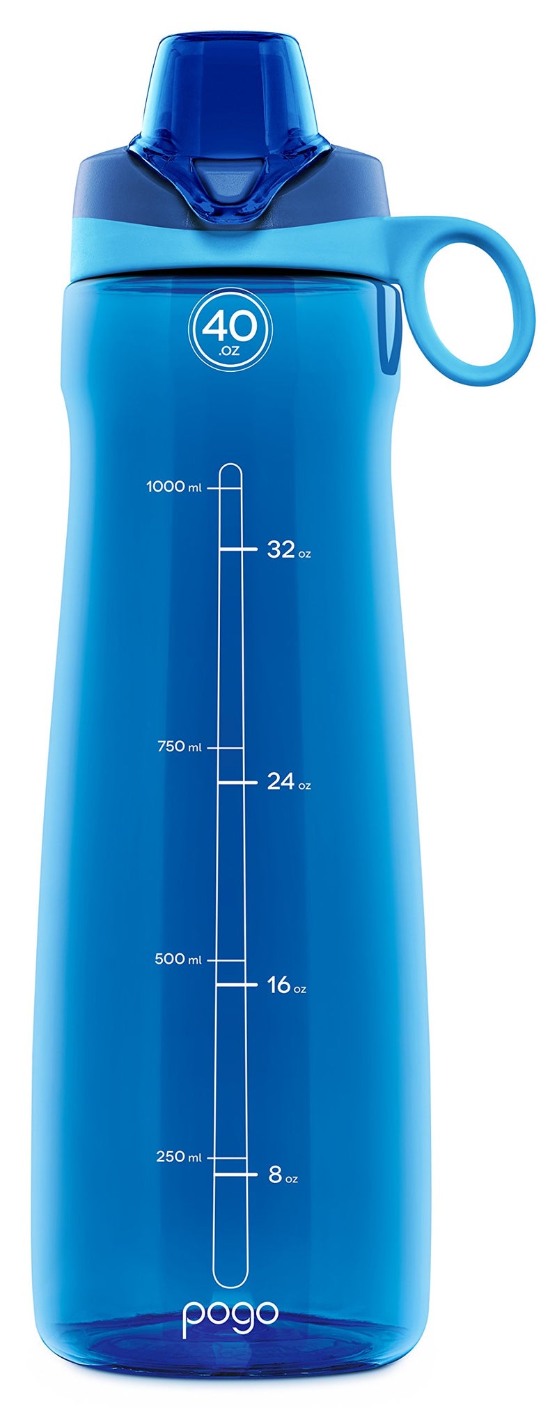 Pogo BPA-Free Plastic Water Bottle with Chug Lid, 40 Oz, Blue - Image 1