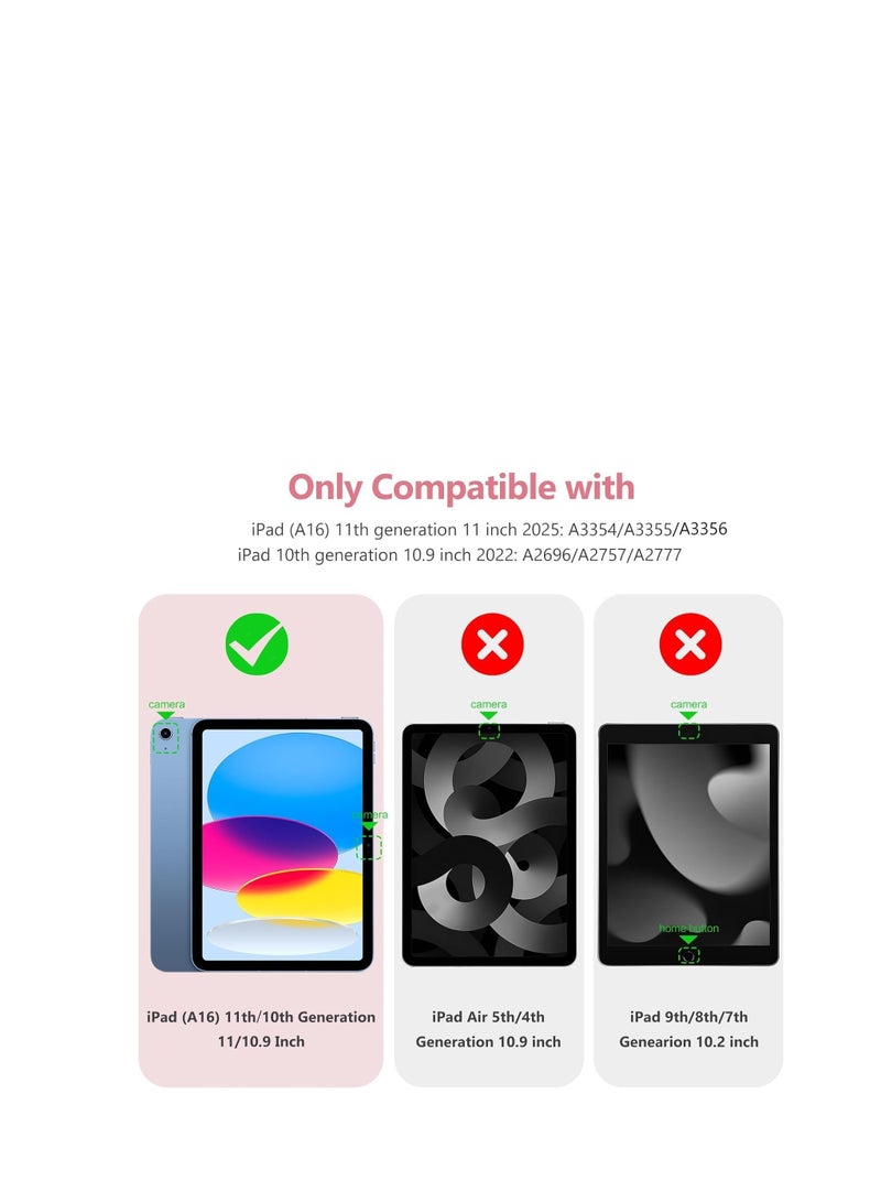 إم اتش ام حافظة متوافقة مع ايباد (A16) الجيل 11 2025/10.9 مع قلم حامل، غطاء ذكي ثلاثي الطي مع ناعم من البولي يوريثين، خاصية التنبيه/السكون التلقائي  اسود شفاف - Image 2